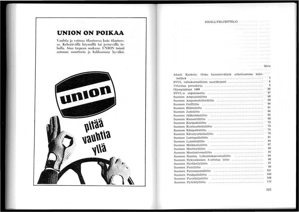 .................. Olympiakisat 1968........................... SVUL:n organisaatio................................ Suomen Ampujainliitto....................... Suomen Ampumahiihtoliitto.