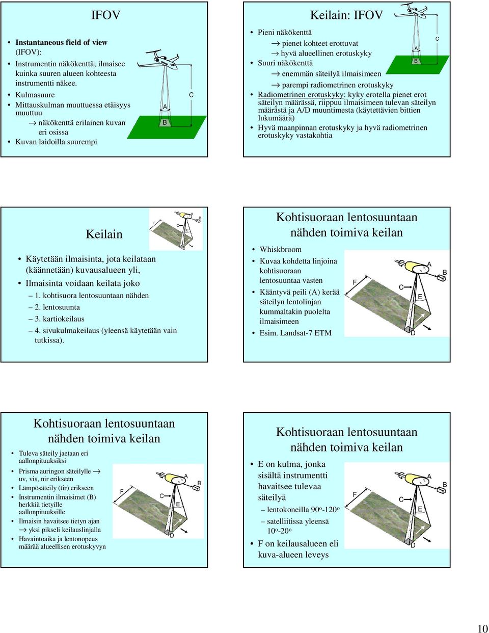 Suuri näkökenttä enemmän säteilyä ilmaisimeen parempi radiometrinen erotuskyky Radiometrinen erotuskyky: kyky erotella pienet erot säteilyn määrässä, riippuu ilmaisimeen tulevan säteilyn määrästä ja