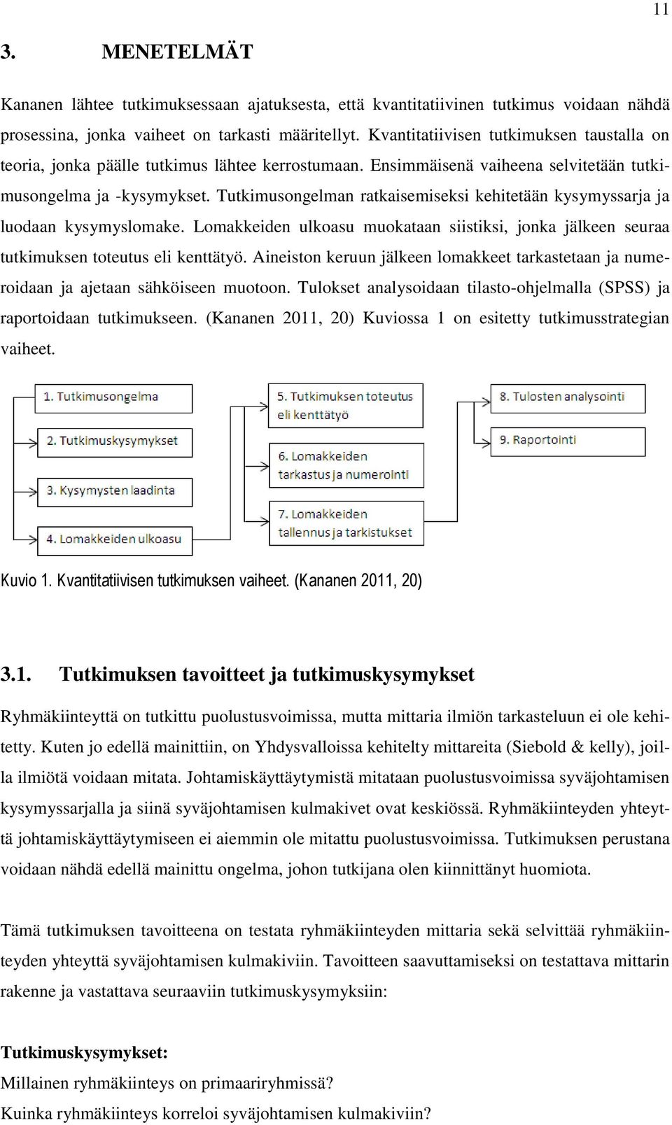 Tutkimusongelman ratkaisemiseksi kehitetään kysymyssarja ja luodaan kysymyslomake. Lomakkeiden ulkoasu muokataan siistiksi, jonka jälkeen seuraa tutkimuksen toteutus eli kenttätyö.