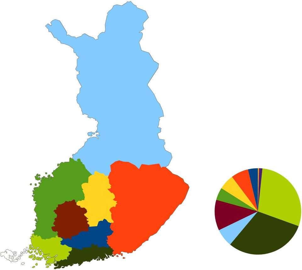 Vastausten alueellinen jaottelu Vastaajien maantieteellisen jakauman perusteella manner-suomi jaettiin vastauksia tarkasteltaessa kahdeksaan alueeseen, jotka noudattelevat maakuntien rajoja.