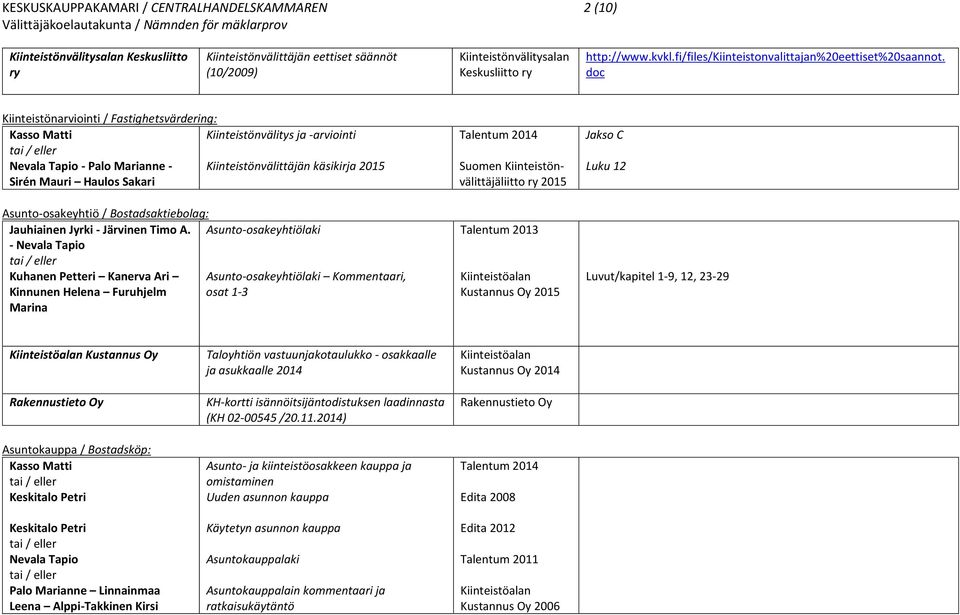 doc Kiinteistönarviointi / Fastighetsvärdering: Kasso Matti Kiinteistönvälitys ja -arviointi Nevala Tapio - Palo Marianne - Kiinteistönvälittäjän käsikirja 2015 Sirén Mauri Haulos Sakari