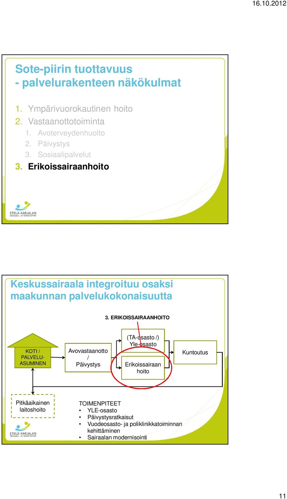 Erikoissairaanhoito Keskussairaala integroituu osaksi maakunnan palvelukokonaisuutta 3.