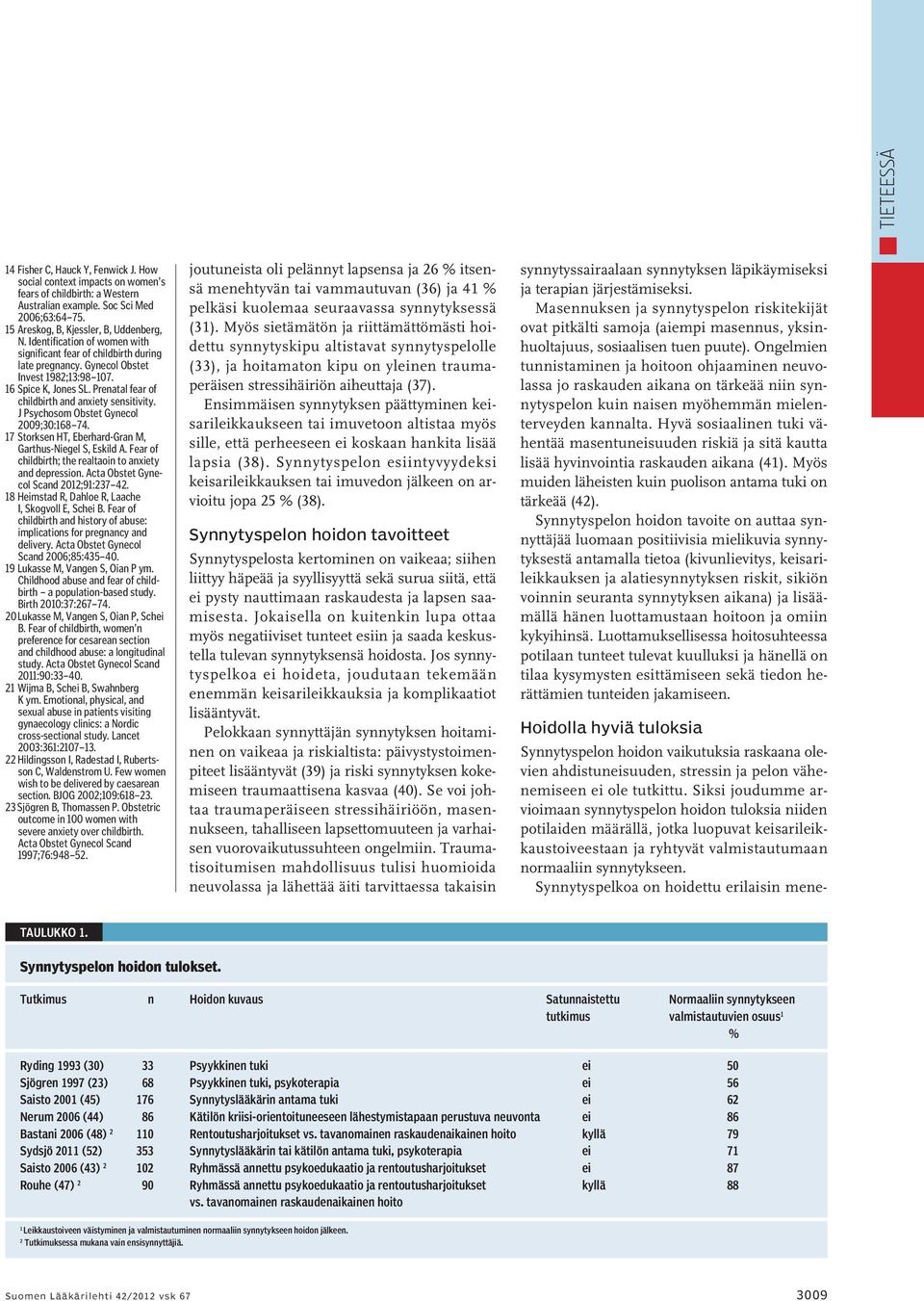 J Psychosom Obstet Gynecol 2009;30:168 74. 17 Storksen HT, Eberhard-Gran M, Garthus-Niegel S, Eskild A. Fear of childbirth; the realtaoin to anxiety and depression.