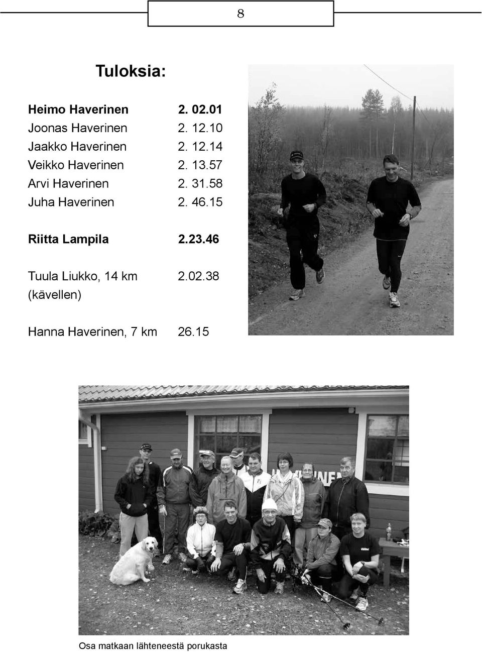 31.58 Juha Haverinen 2. 46.15 Riitta Lampila 2.23.