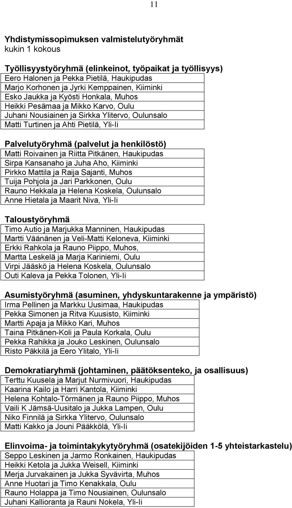 henkilöstö) Matti Roivainen ja Riitta Pitkänen, Haukipudas Sirpa Kansanaho ja Juha Aho, Kiiminki Pirkko Mattila ja Raija Sajanti, Muhos Tuija Pohjola ja Jari Parkkonen, Oulu Rauno Hekkala ja Helena