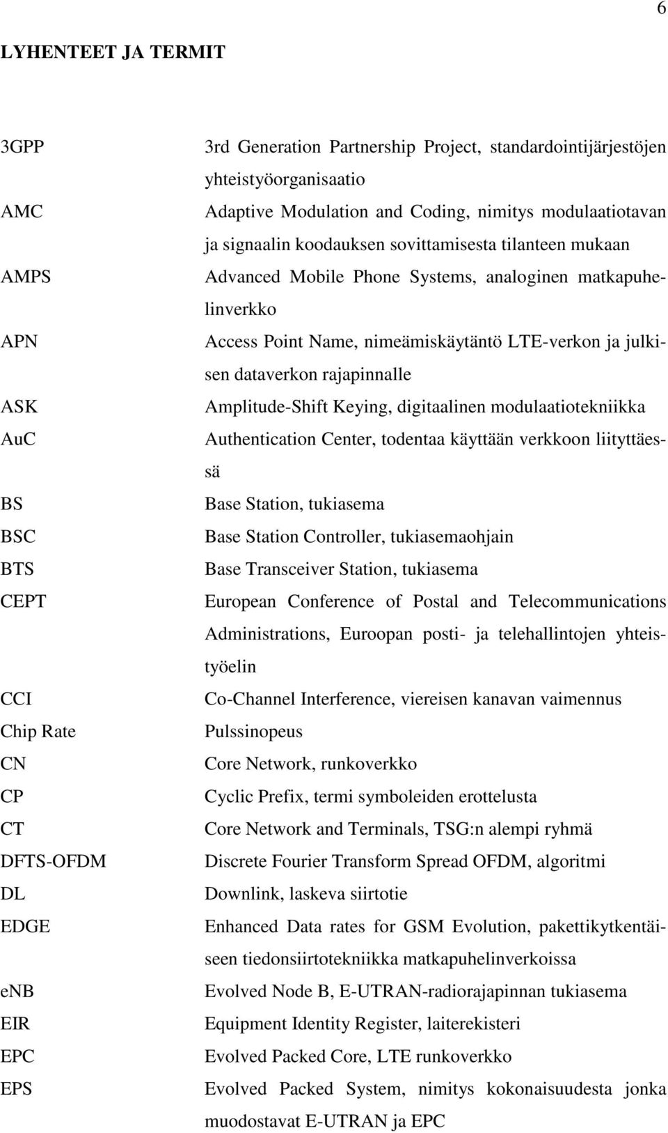 Access Point Name, nimeämiskäytäntö LTE-verkon ja julkisen dataverkon rajapinnalle Amplitude-Shift Keying, digitaalinen modulaatiotekniikka Authentication Center, todentaa käyttään verkkoon