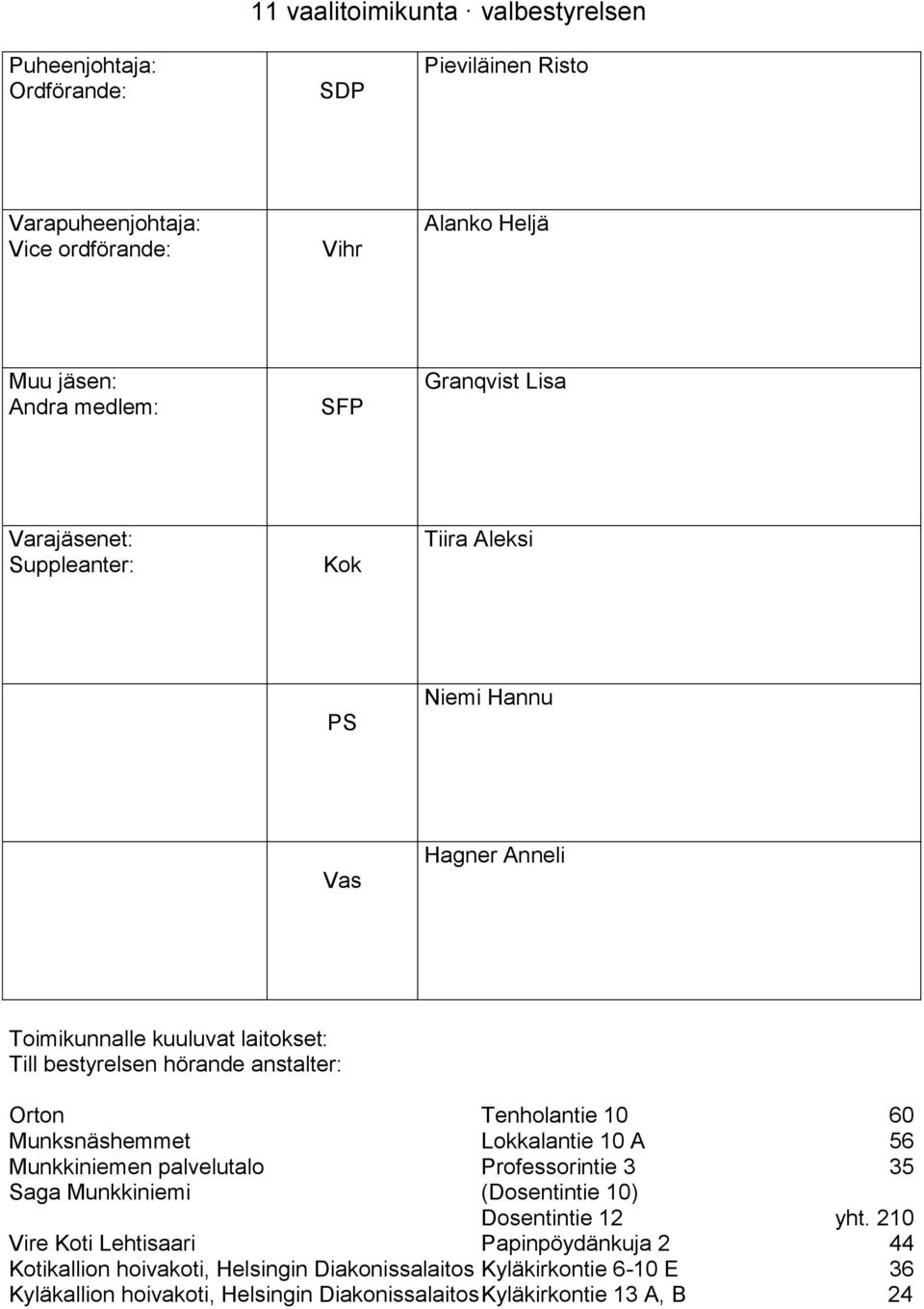 Munkkiniemi (Dosentintie 10) Dosentintie 12 yht.