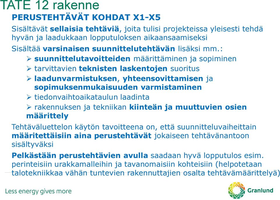 : suunnittelutavoitteiden määrittäminen ja sopiminen tarvittavien teknisten laskentojen suoritus laadunvarmistuksen, yhteensovittamisen ja sopimuksenmukaisuuden varmistaminen tiedonvaihtoaikataulun