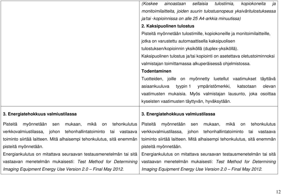 Kaksipuolinen tulostus ja/tai kopiointi on asetettava oletustoiminnoksi valmistajan toimittamassa alkuperäisessä ohjelmistossa.