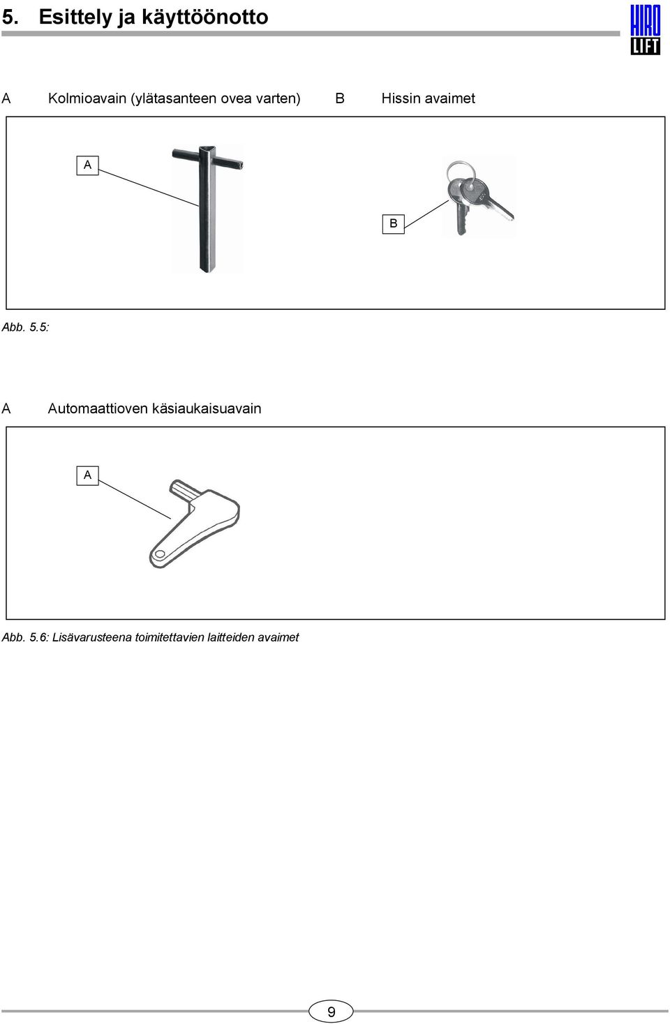 5.5: utomaattioven käsiaukaisuavain bb. 5.