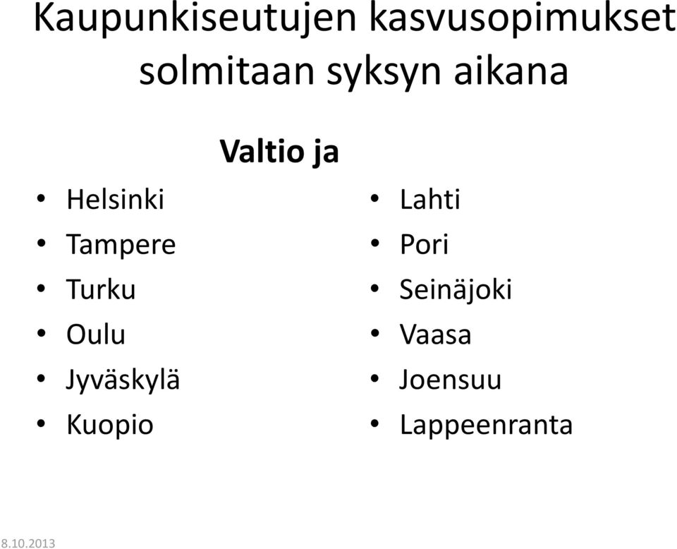 Tampere Turku Oulu Jyväskylä Kuopio