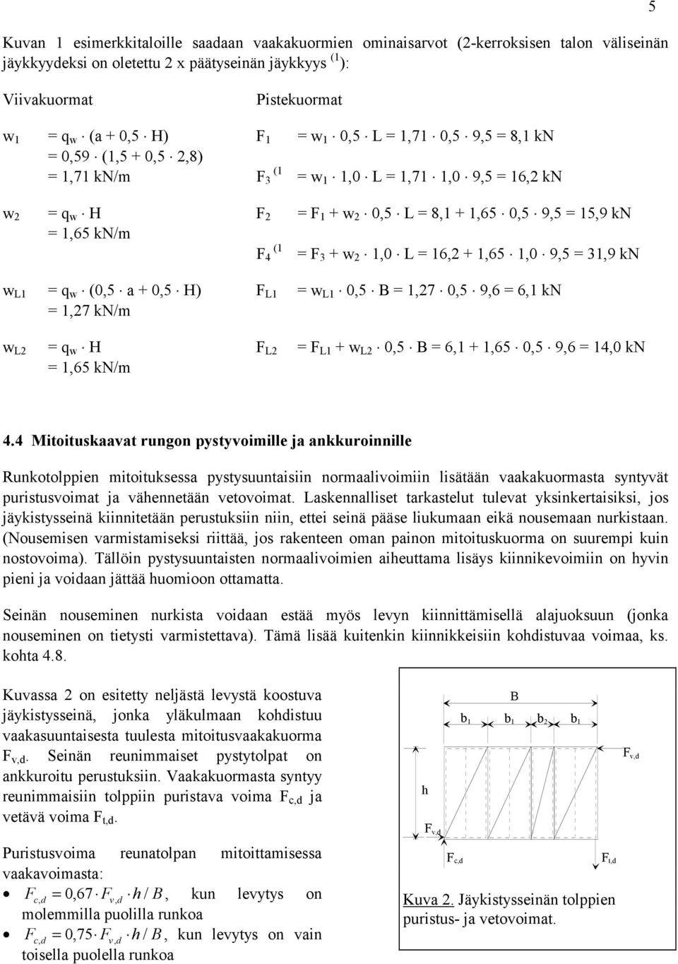 kn/m F L1 w L1 05 B 17 05 96 61 kn w L q w H 165 kn/m F L F L1 + w L 05 B 61 + 165 05 96 140 kn 4.