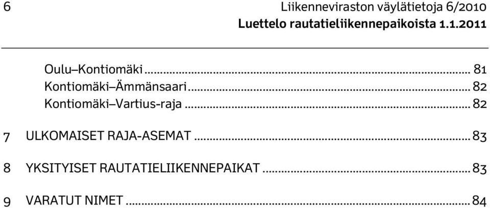 .. 82 Kontiomäki Vartius-raja.