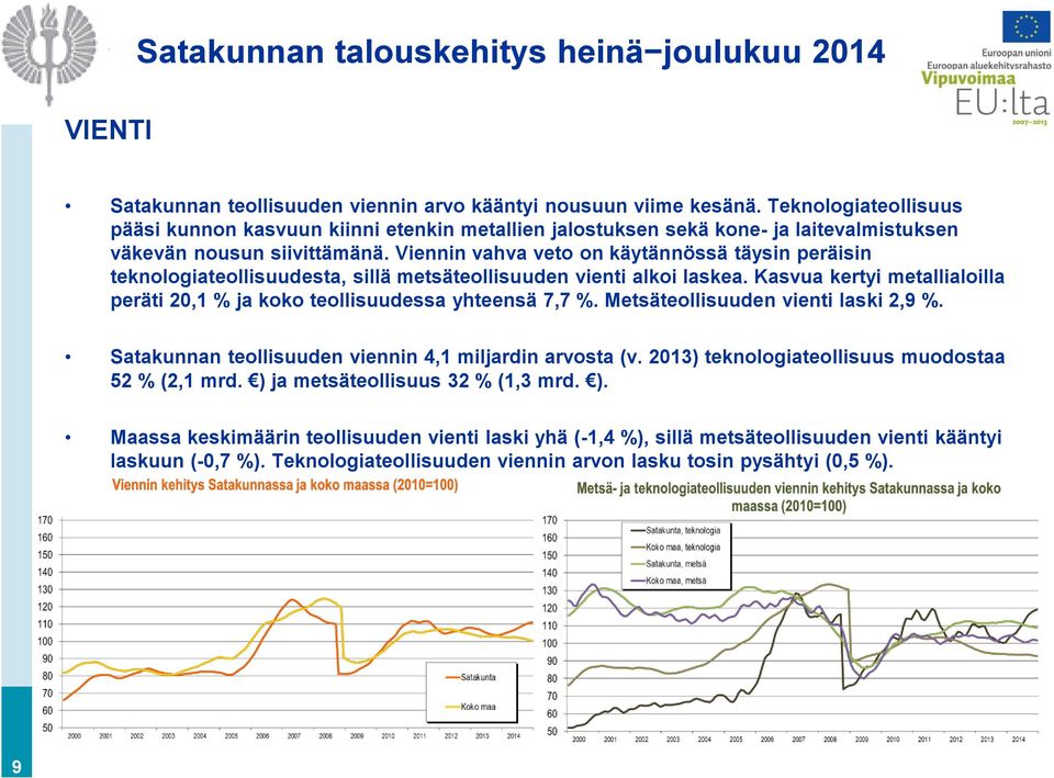 Viennin vahva veto on käytännössä täysin peräisin teknologiateollisuudesta, sillä metsäteollisuuden vienti alkoi laskea.