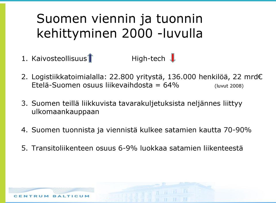 000 henkilöä, 22 mrd Etelä-Suomen osuus liikevaihdosta = 64% (luvut 2008) 3.