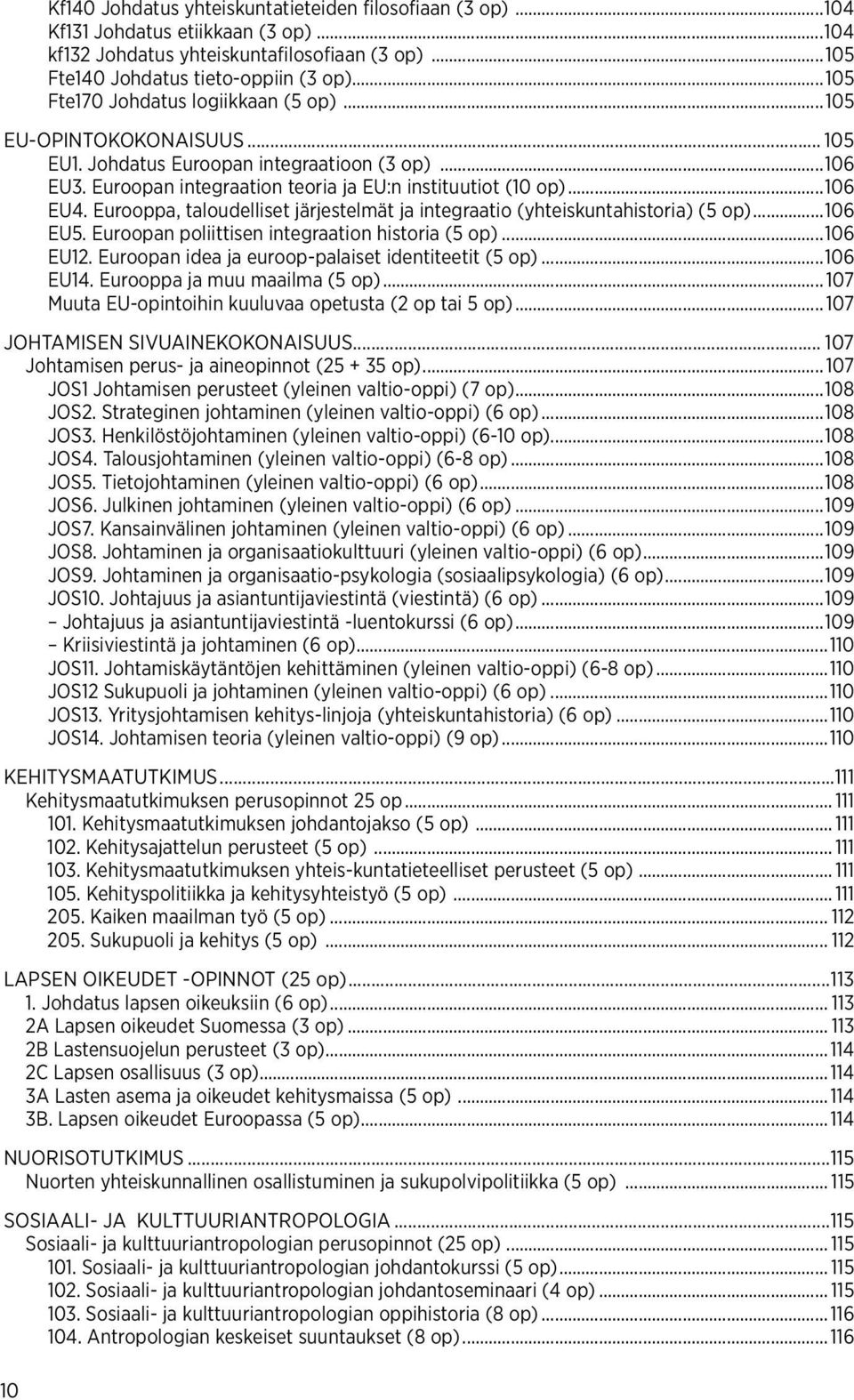 Eurooppa, taloudelliset järjestelmät ja integraatio (yhteiskuntahistoria) (5 op)...106 EU5. Euroopan poliittisen integraation historia (5 op)...106 EU12.