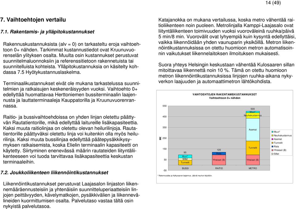 Ylläpitokustannuksia on käsitelty kohdassa 7.5 Hyötykustannuslaskelma. Terminaalikustannukset eivät ole mukana tarkastelussa suunnitelmien ja ratkaisujen keskeneräisyyden vuoksi.