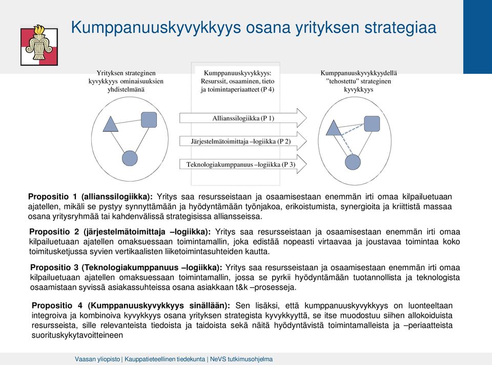 resursseistaan ja osaamisestaan enemmän irti omaa kilpailuetuaan ajatellen, mikäli se pystyy synnyttämään ja hyödyntämään työnjakoa, erikoistumista, synergioita ja kriittistä massaa osana