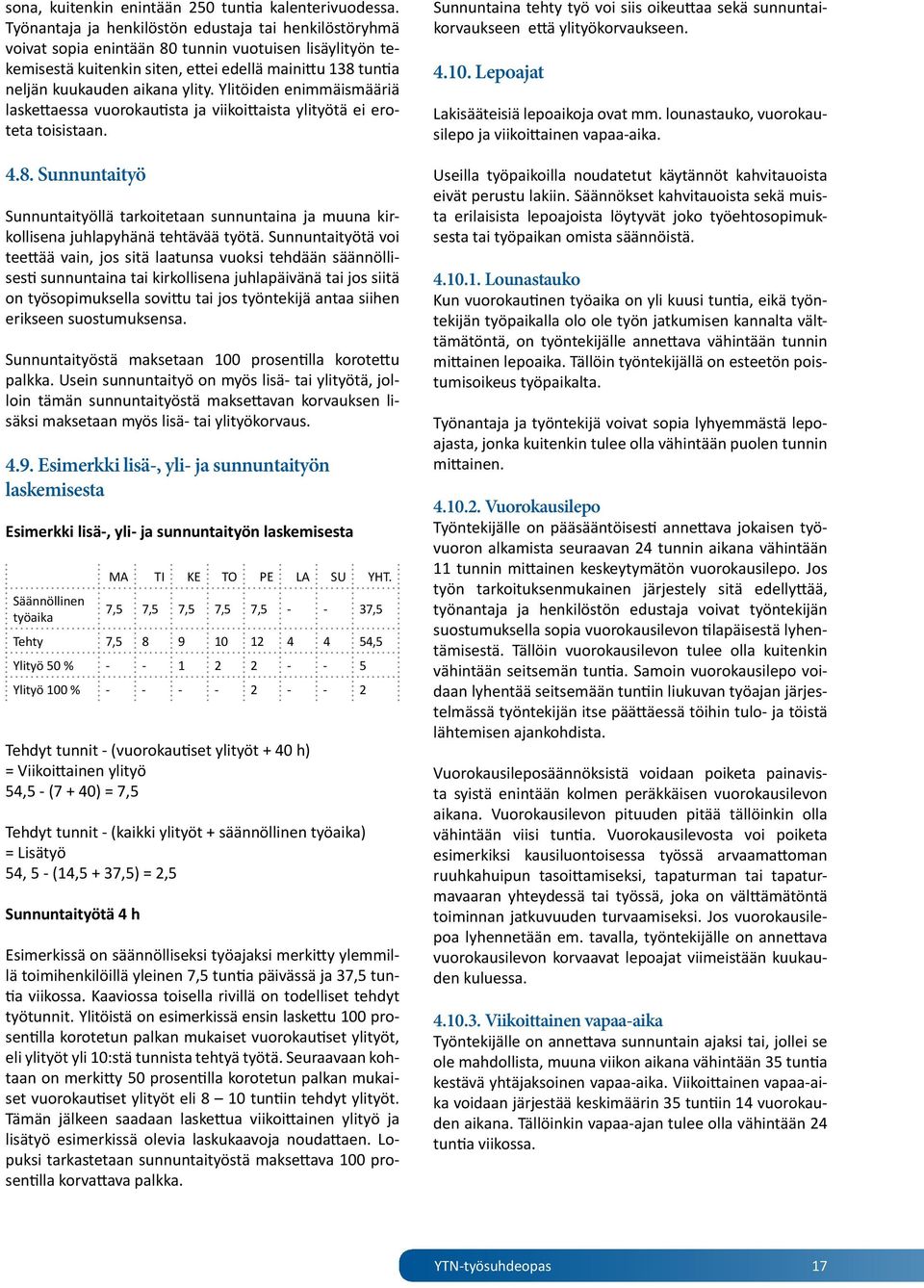 ylity. Ylitöiden enimmäismääriä laskettaessa vuorokautista ja viikoittaista ylityötä ei eroteta toisistaan. 4.8.