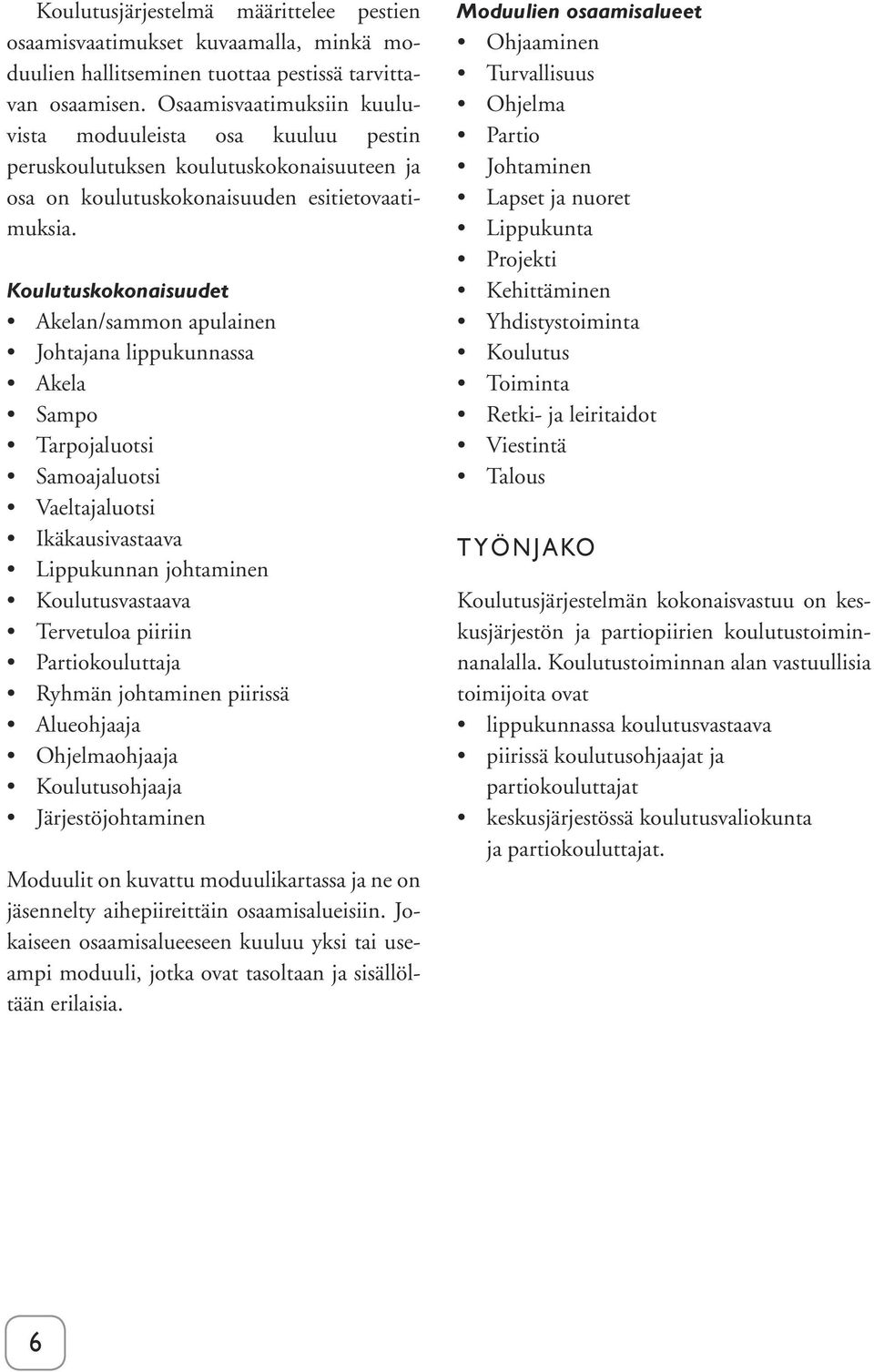 Koulutuskokonaisuudet Akelan/sammon apulainen Johtajana lippukunnassa Akela Sampo Tarpojaluotsi Samoajaluotsi Vaeltajaluotsi Ikäkausivastaava Lippukunnan johtaminen Koulutusvastaava Tervetuloa