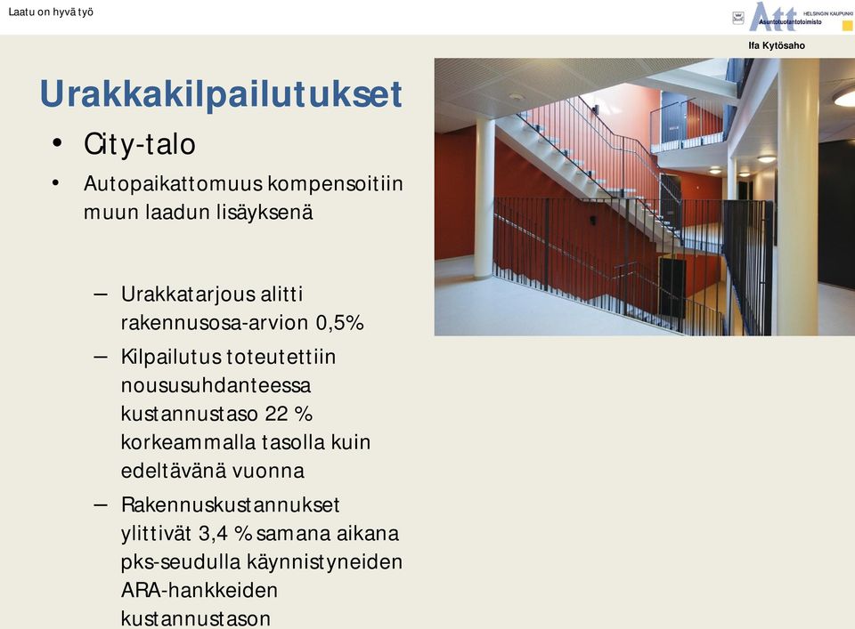 noususuhdanteessa kustannustaso 22 % korkeammalla tasolla kuin edeltävänä vuonna