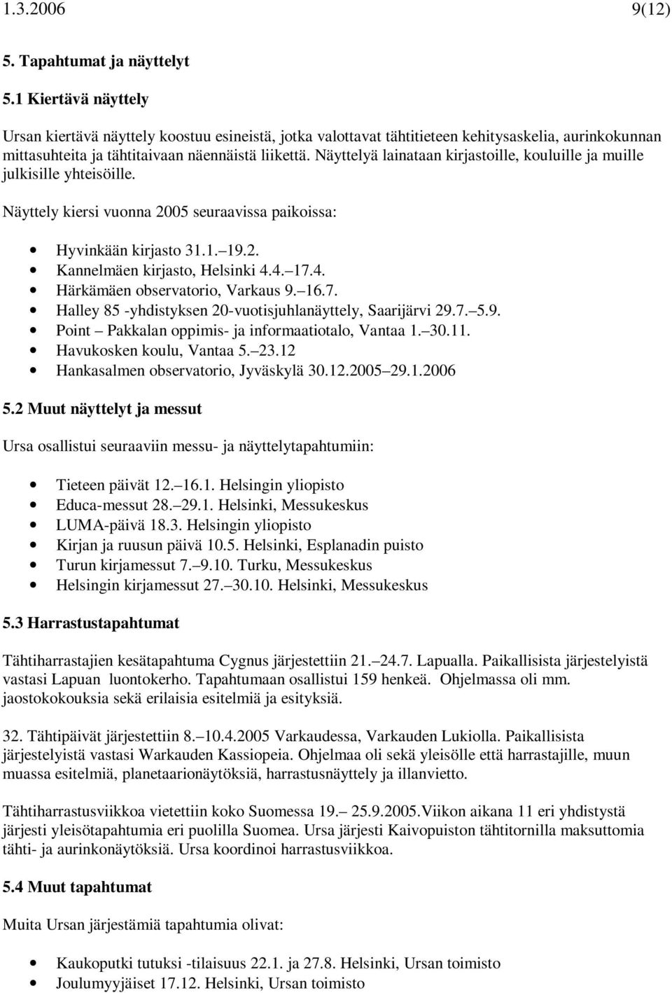 Näyttelyä lainataan kirjastoille, kouluille ja muille julkisille yhteisöille. Näyttely kiersi vuonna 2005 seuraavissa paikoissa: Hyvinkään kirjasto 31.1. 19.2. Kannelmäen kirjasto, Helsinki 4.