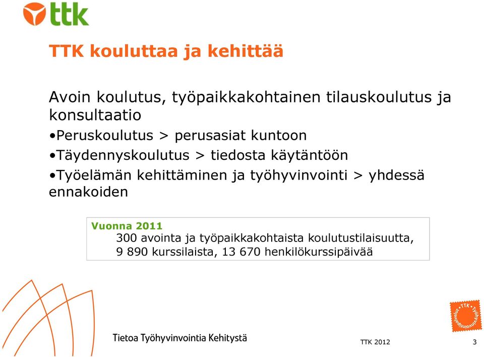 Työelämän kehittäminen ja työhyvinvointi > yhdessä ennakoiden Vuonna 2011 300 avointa ja