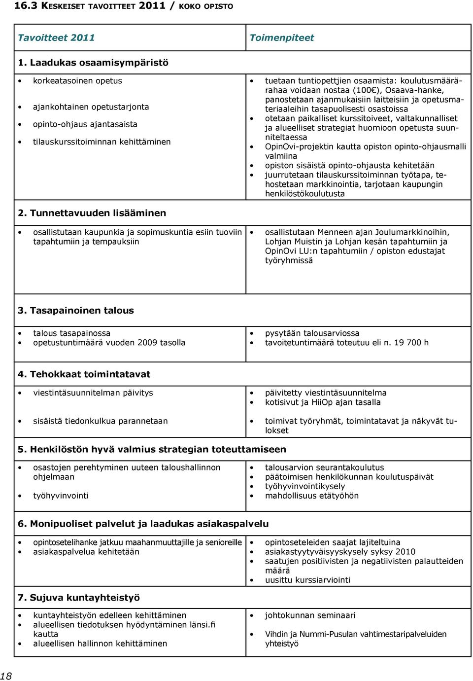 nostaa (100 ), Osaava-hanke, panostetaan ajanmukaisiin laitteisiin ja opetusmateriaaleihin tasapuolisesti osastoissa otetaan paikalliset kurssitoiveet, valtakunnalliset ja alueelliset strategiat