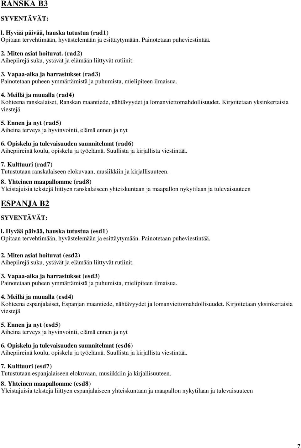 Meillä ja muualla (rad4) Kohteena ranskalaiset, Ranskan maantiede, nähtävyydet ja lomanviettomahdollisuudet. Kirjoitetaan yksinkertaisia viestejä 5.