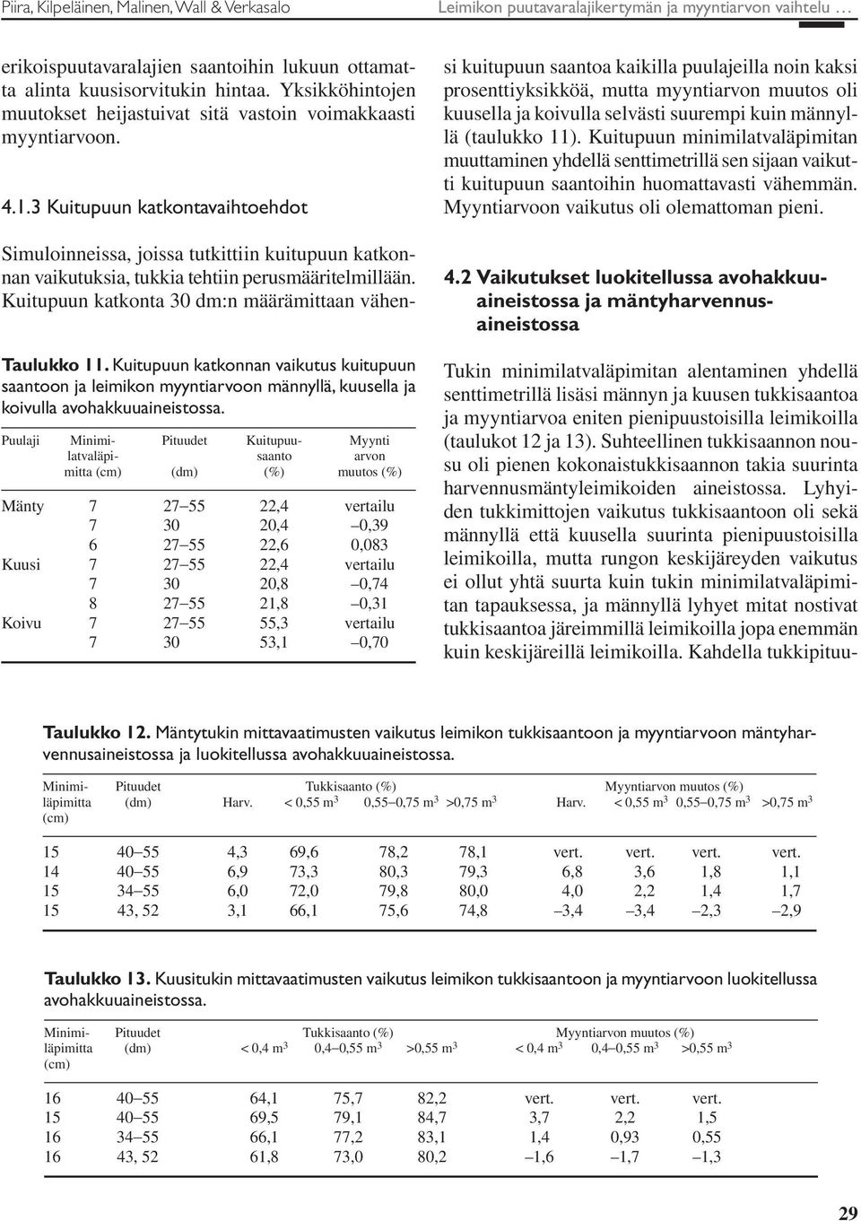 Kuitupuun katkonnan vaikutus kuitupuun saantoon ja leimikon myyntiarvoon männyllä, kuusella ja koivulla avohakkuuaineistossa.