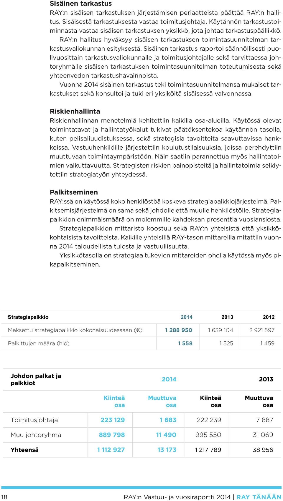 RAY:n hallitus hyväksyy sisäisen tarkastuksen toimintasuunnitelman tarkastusvaliokunnan esityksestä.