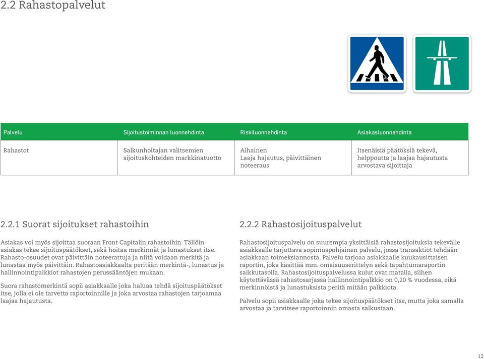 2.1 Suorat sijoitukset rahastoihin Asiakas voi myös sijoittaa suoraan Front Capitalin rahastoihin. Tällöin asiakas tekee sijoituspäätökset, sekä hoitaa merkinnät ja lunastukset itse.
