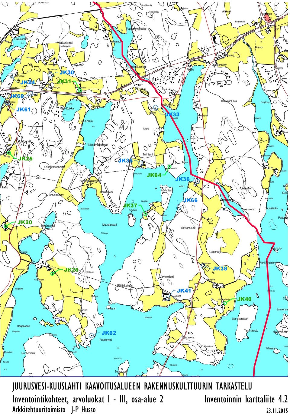 Kiukoonkallio Koikanrannanniitty Suohautaniitty Tuliniemenkangas Tuliniemi Koiraniemi Vaivionlampi Joenniemi Nuottiniemi Kukkuramäki Pieni-Koikka Iso-Koikka Myllypelto Hoskanlampi Uudissuo