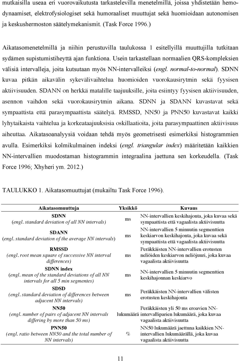 Usein tarkastellaan normaalien QRS-kompleksien välisiä intervalleja, joita kutsutaan myös NN-intervalleiksi (engl. normal-to-normal).