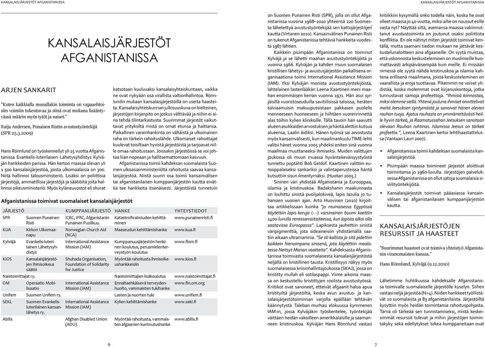 2009) Hans Rönnlund on työskennellyt yli 15 vuotta Afganistanissa Evankelis-luterilaisen Lähetysyhdistys Kylväjän hankkeiden parissa.