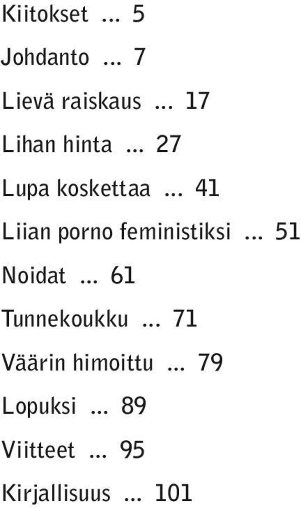 .. 41 Liian porno feministiksi... 51 Noidat.