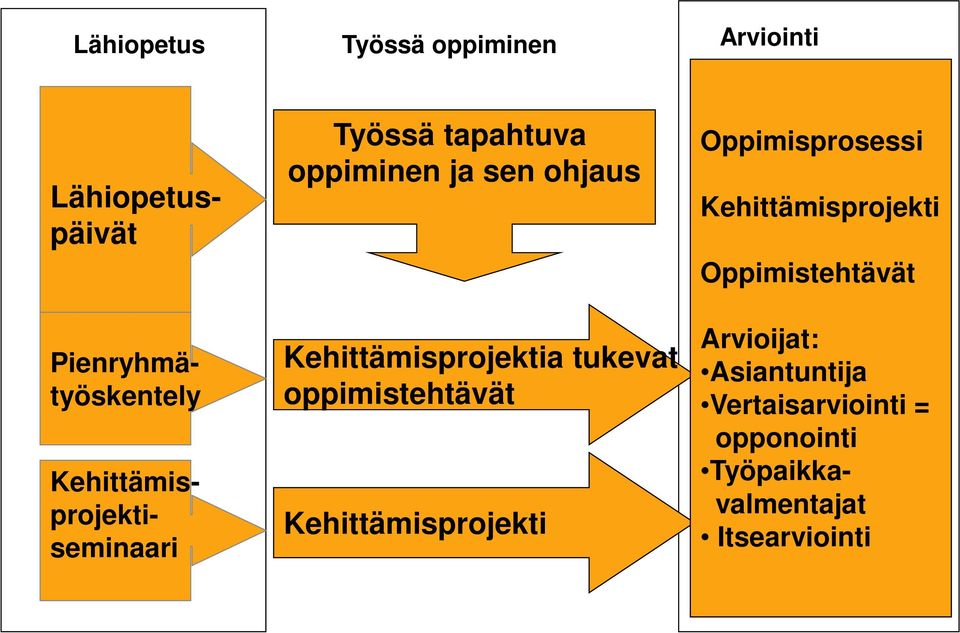 oppimistehtävät Kehittämisprojekti Oppimisprosessi Kehittämisprojekti Oppimistehtävät