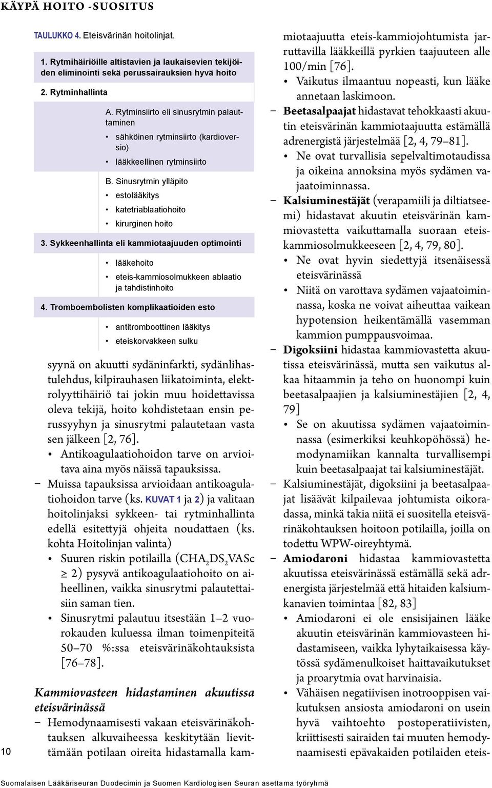 Sykkeenhallinta eli kammiotaajuuden optimointi lääkehoito eteis-kammiosolmukkeen ablaatio ja tahdistinhoito 4.