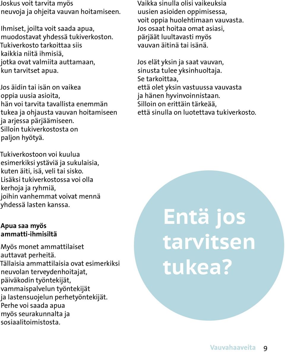 tukiverkostosta on paljon hyötyä Tukiverkostoon voi kuulua esimerkiksi ystäviä ja sukulaisia, kuten äiti, isä, veli tai sisko Lisäksi tukiverkostossa voi olla kerhoja ja ryhmiä, joihin vanhemmat