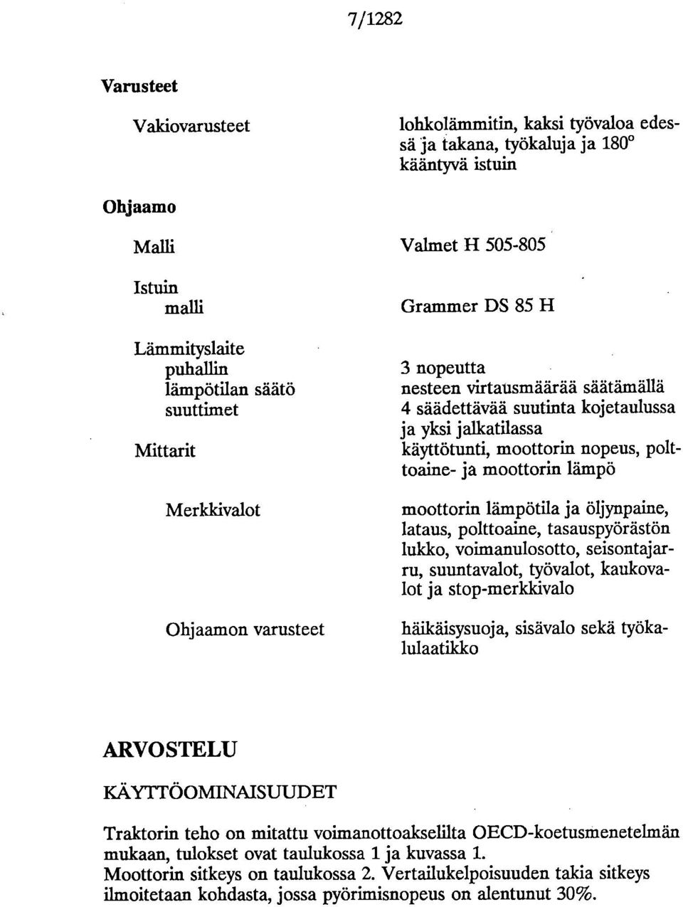 polttoaine- ja moottorin lämpö moottorin lämpötila ja öljynpaine, lataus, polttoaine, tasauspyörästön lukko, voimanulosotto, seisontajarru, suuntavalot, työvalot, kaukovalot ja stop-merkkivalo