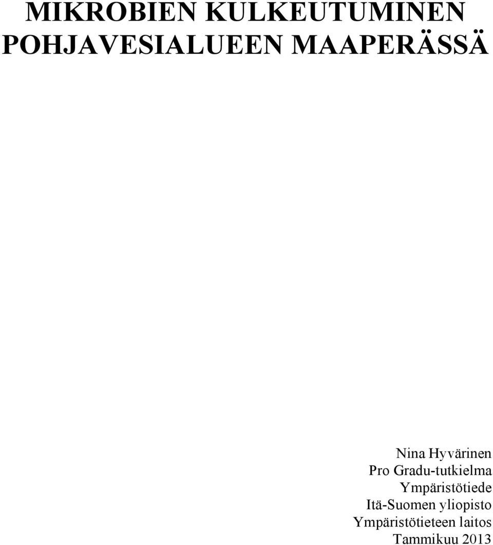 Gradu-tutkielma Ympäristötiede