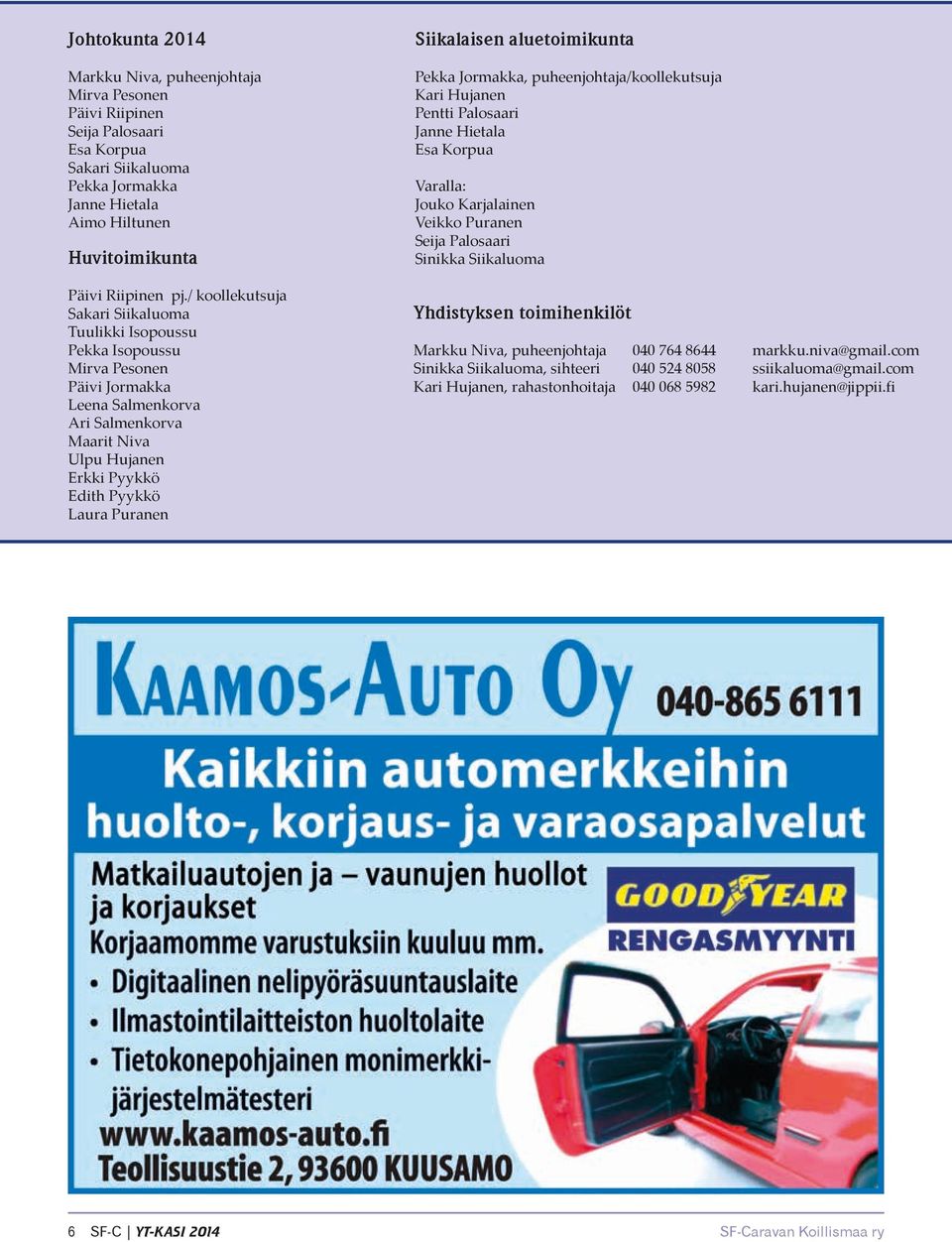 / koollekutsuja Sakari Siikaluoma Tuulikki Isopoussu Pekka Isopoussu Mirva Pesonen Päivi Jormakka Leena Salmenkorva Ari Salmenkorva Maarit Niva Ulpu Hujanen Erkki Pyykkö Edith Pyykkö Laura Puranen 6