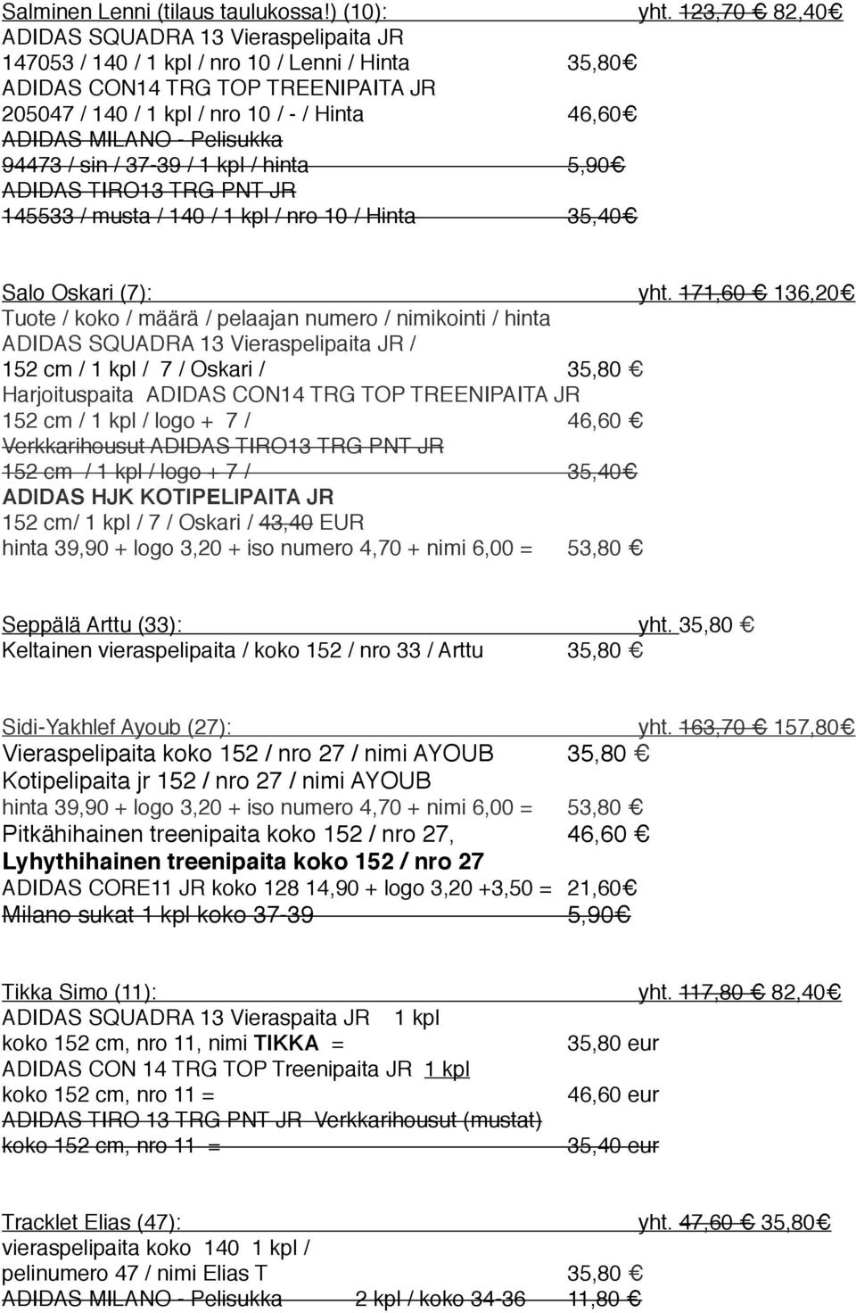 PNT JR 145533 / musta / 140 / 1 kpl / nro 10 / Hinta 35,40 Salo Oskari (7): yht.