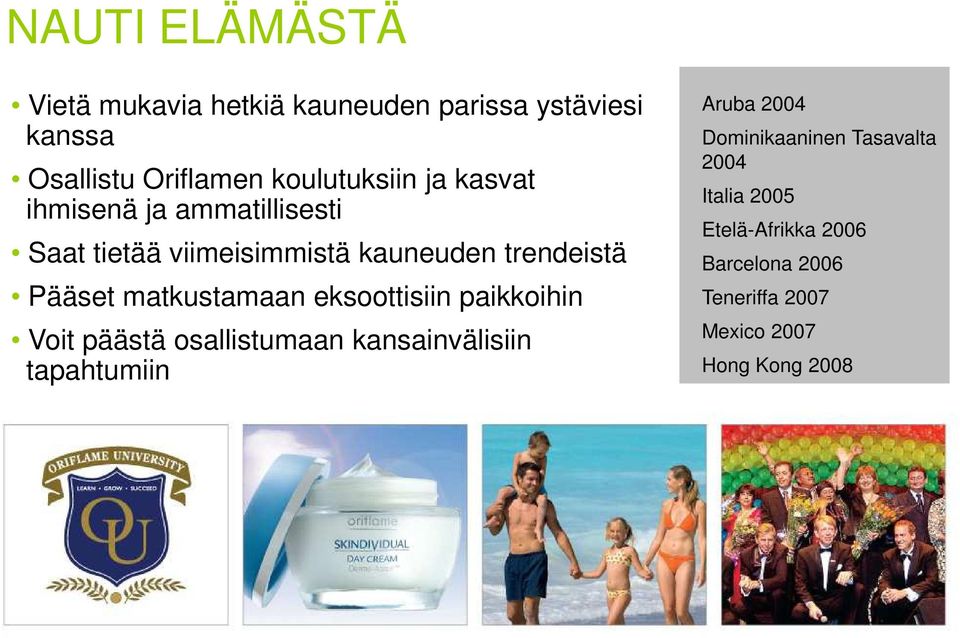 matkustamaan eksoottisiin paikkoihin Voit päästä osallistumaan kansainvälisiin tapahtumiin Aruba 2004