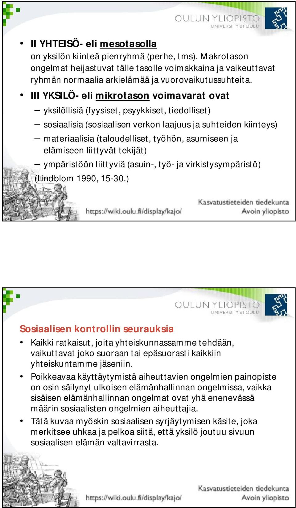 asumiseen ja elämiseen liittyvät tekijät) ympäristöön liittyviä (asuin-, työ- ja virkistysympäristö) (Lindblom 1990, 15-30.