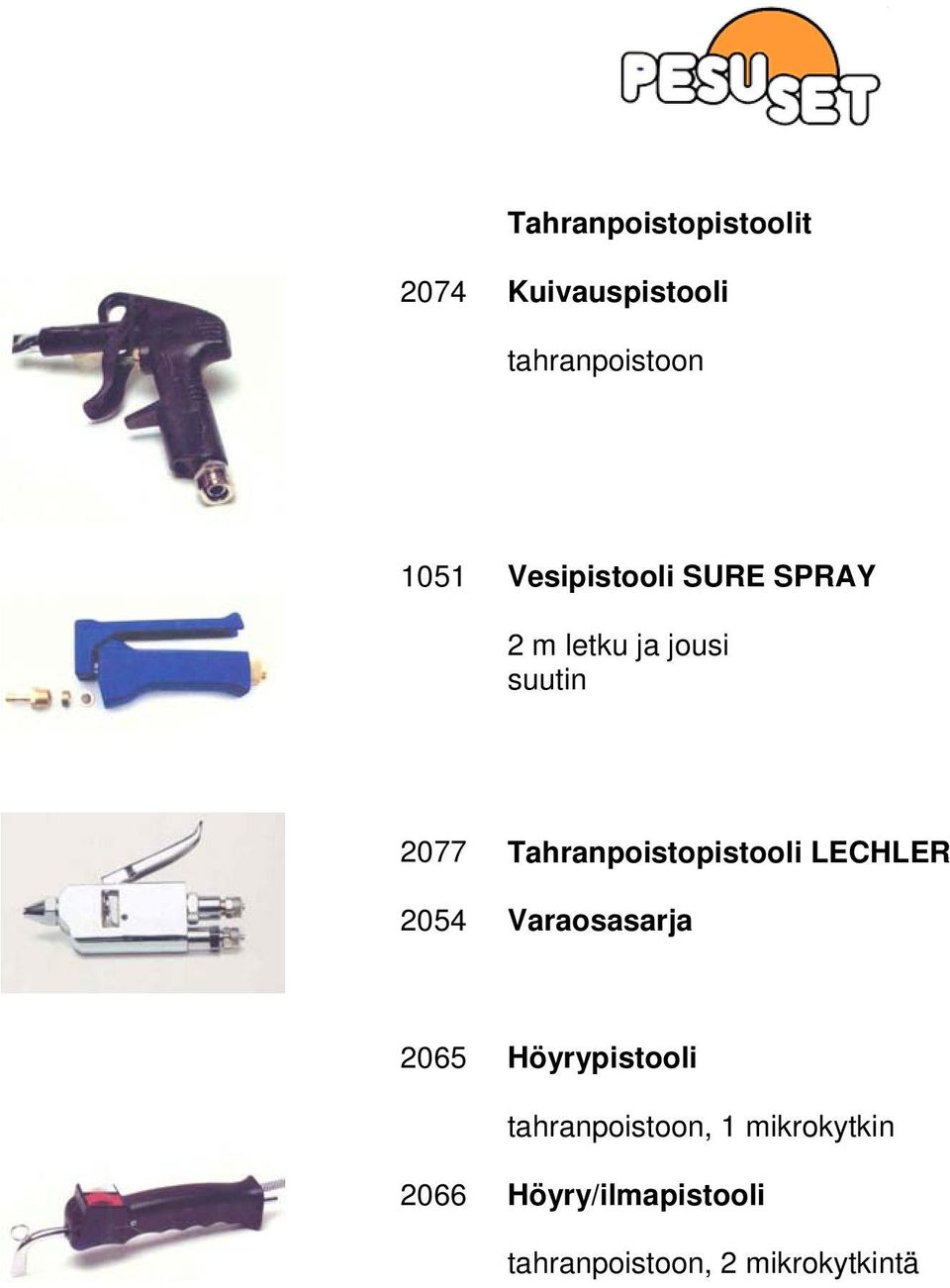 Tahranpoistopistooli LECHLER Varaosasarja 2065 Höyrypistooli