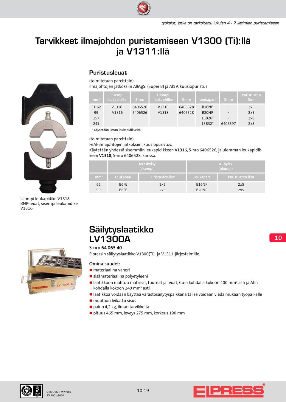 13B32* 6406597 2x8 * Käytetään ilman leukapidikkeitä. (toimitetaan pareittain) FeAl-ilmajohtojen jatkoksiin, kuusiopuristus.