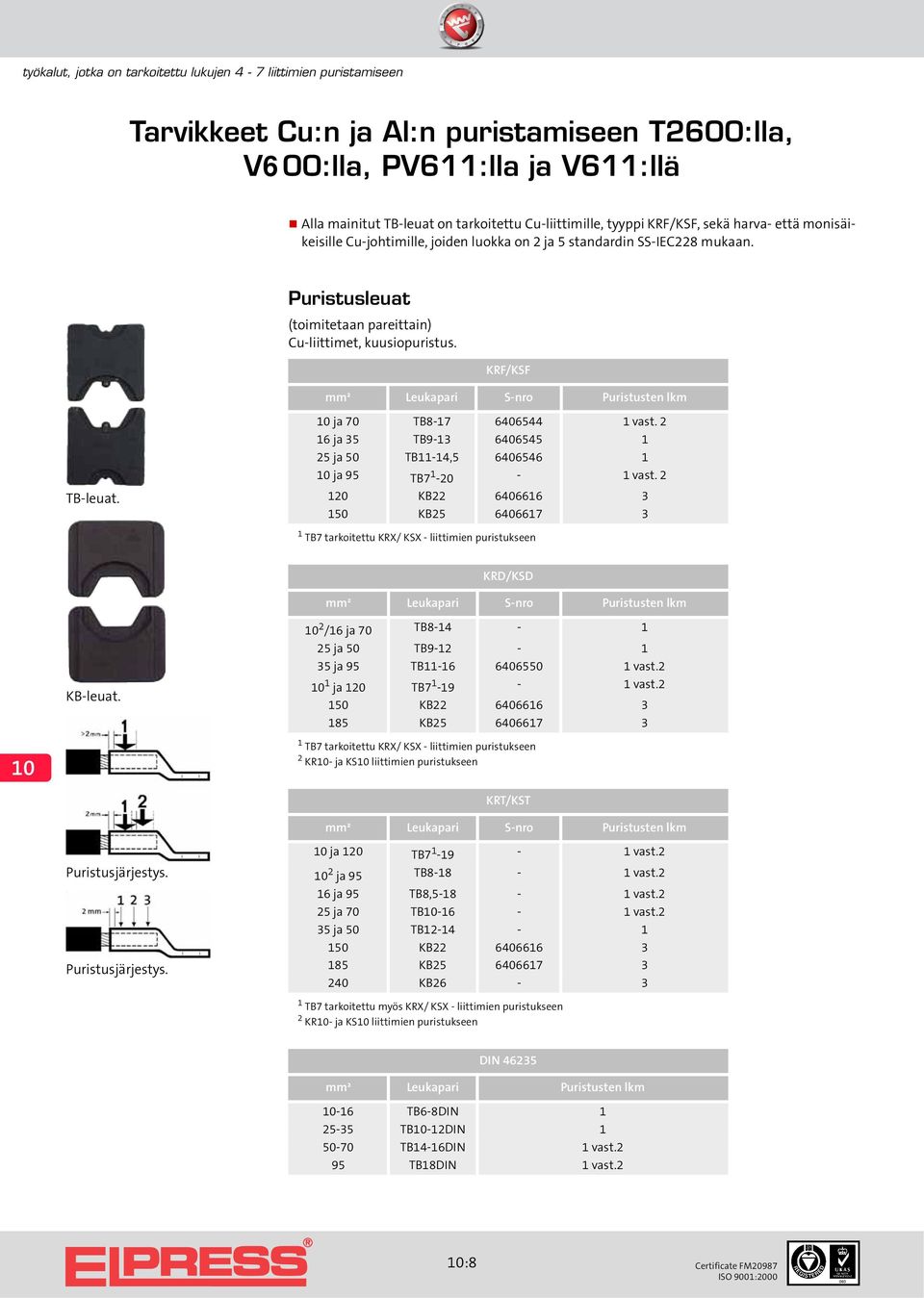 ja 70 TB8-17 6406544 1vast. 2 16 ja 35 TB9-13 6406545 1 25 ja 50 TB11-14,5 6406546 1 ja 95 TB7 1-20 - 1 vast.