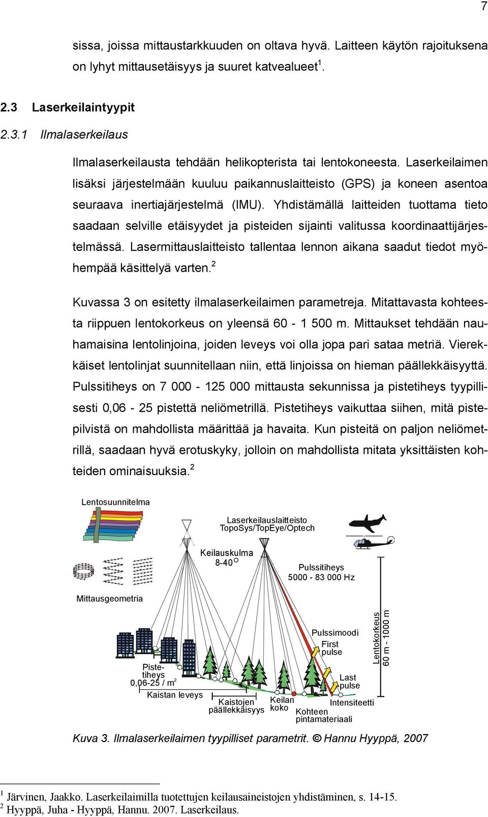 Laserkeilaimen lisäksi järjestelmään kuuluu paikannuslaitteisto (GPS) ja koneen asentoa seuraava inertiajärjestelmä (IMU).