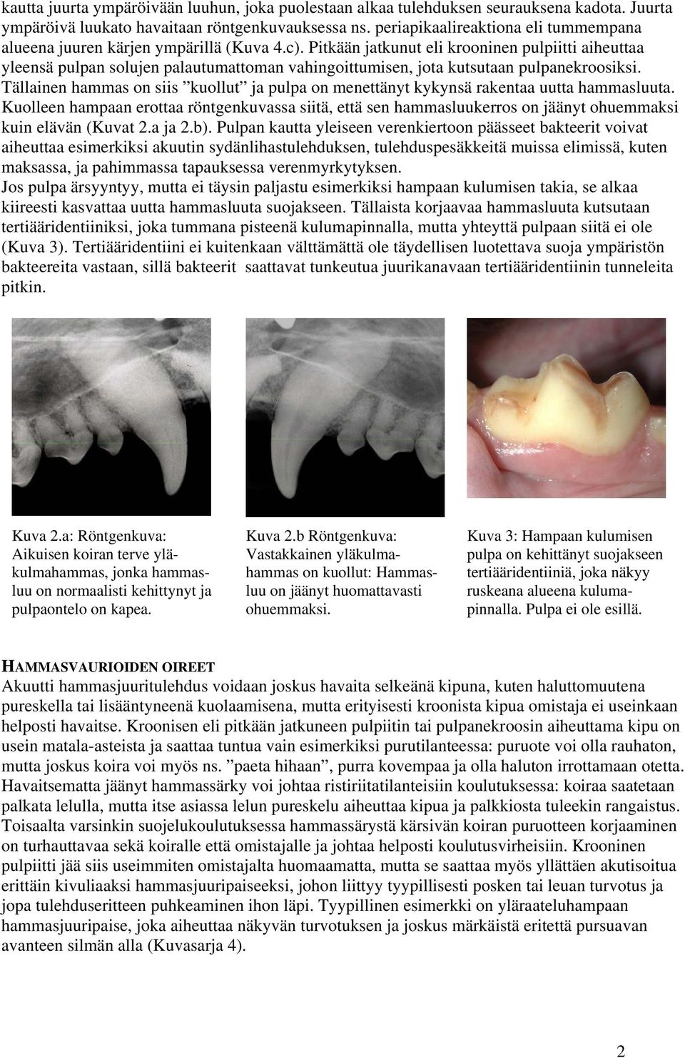 Pitkään jatkunut eli krooninen pulpiitti aiheuttaa yleensä pulpan solujen palautumattoman vahingoittumisen, jota kutsutaan pulpanekroosiksi.